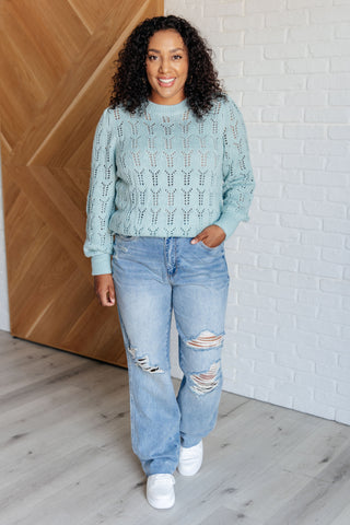 One Eleven North Hole In One Sheer Pointelle Knit Sweater