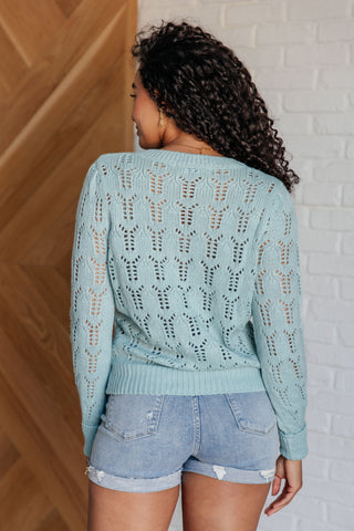 One Eleven North Hole In One Sheer Pointelle Knit Sweater