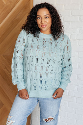 One Eleven North Hole In One Sheer Pointelle Knit Sweater