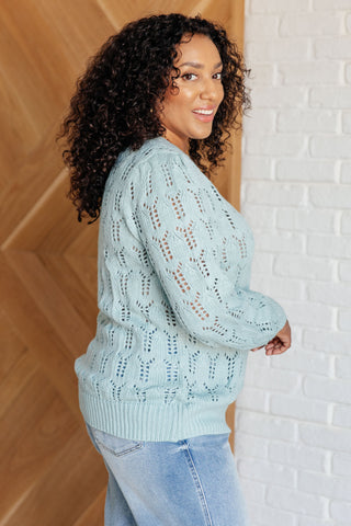 One Eleven North Hole In One Sheer Pointelle Knit Sweater