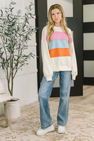 One Eleven North Humor Me Color Block Relaxed Pullover