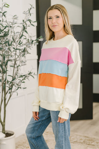 One Eleven North Humor Me Color Block Relaxed Pullover