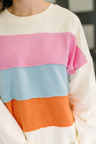 One Eleven North Humor Me Color Block Relaxed Pullover