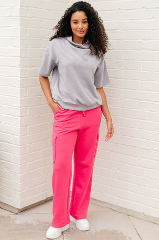 Rae Mode Run, Don't Walk Cargo Sweatpants in Flamingo Pink