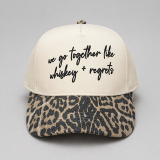 Southern Bliss Whiskey & Regrets Leopard Canvas Trucker Hat