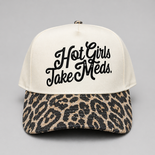 Southern Bliss Hot Girls Take Meds Leopard Canvas Trucker Hat