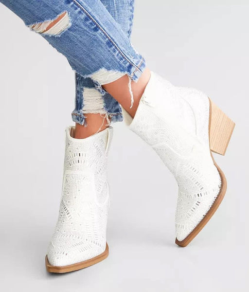 Very G "Maze" White Silver Bootie-Shoes-Sunshine and Wine Boutique