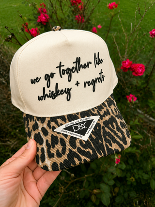 Southern Bliss Whiskey & Regrets Leopard Canvas Trucker Hat