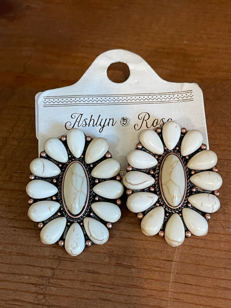 Ashlyn Rose Once and Floral Cream Stone Bonnet Copper Earrings-Earrings-Sunshine and Wine Boutique