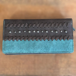 Wrangler Brown & Turquoise Whipstitch Wallet WG28-W039TQ-Wallet-Sunshine and Wine Boutique