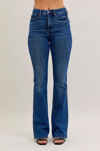 Judy Blue High Waist Tummy Control Back Pocket Embroidery Bootcut Denim Jeans 881062 - Inseam Options