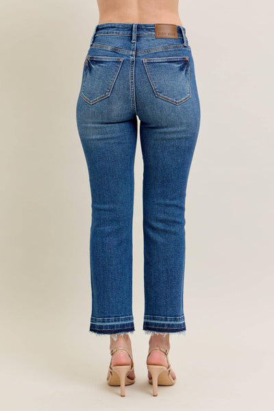 Judy Blue High Waist Vintage Wash Release Hem Kick Flare Denim Jeans 88981-Jeans-Sunshine and Wine Boutique