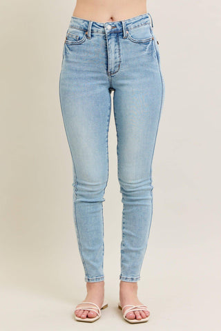 Judy Blue Mid Rise Tummy Control Vintage Wash Skinny Denim Jeans 88980-Jeans-Sunshine and Wine Boutique