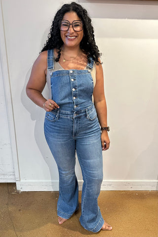 Judy Blue Izzy Control Top Retro Flare Overalls - Exclusive