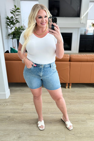 Judy Blue Elle High Rise Rhinestone Cutoff Shorts - Exclusive