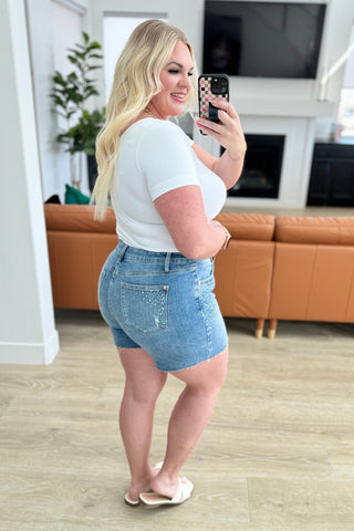Judy Blue Elle High Rise Rhinestone Cutoff Shorts - Exclusive