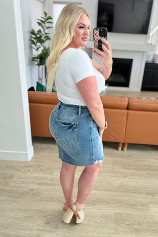 Judy Blue Carol High Rise Rigid Magic Denim Skirt - Exclusive