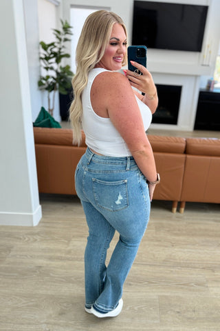 Judy Blue Isla Mid Rise Distressed Released Hem Bootcut Jeans - Exclusive