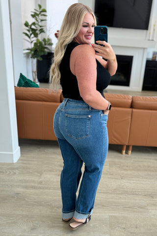 Judy Blue Campbell High Rise Center Seam Detail Straight Jeans - Exclusive