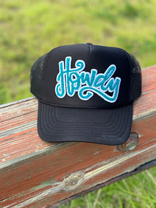 Texas True Threads Howdy in Turquoise Chenille Foam Trucker Cap - Exclusive-Hats-Sunshine and Wine Boutique