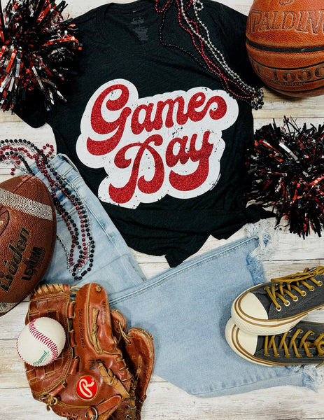 Texas True Threads Big Game Day Retro Glitter Tee - Exclusive-Tees-Sunshine and Wine Boutique