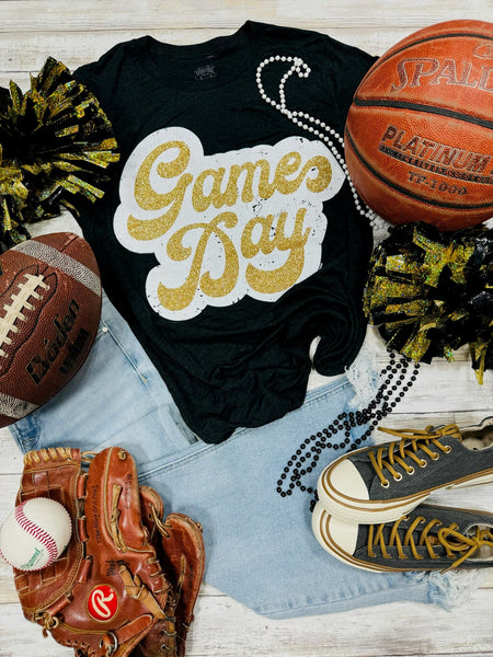 Texas True Threads Big Game Day Retro Glitter Tee - Exclusive-Tees-Sunshine and Wine Boutique