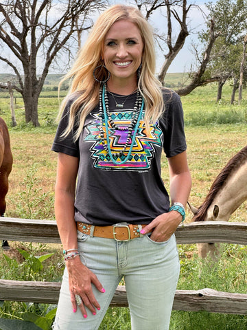 Callie Ann Stelter Neon Aztec Tee - Exclusive-Tees-Sunshine and Wine Boutique