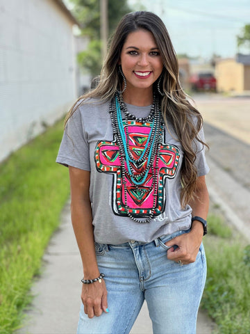 Callie Ann Stelter's Neon Cross Tee - Exclusive-Tees-Sunshine and Wine Boutique