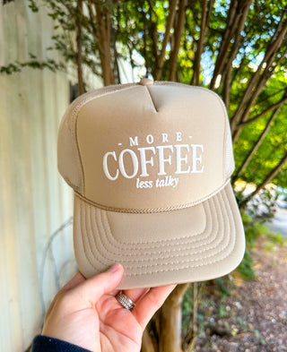 Southern Bliss More Coffee Less Talky Foam Lettering Khaki Otto Trucker Hat