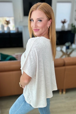 Zenana Let Light be Light Drop Shoulder Oversized Tee in Sand Beige