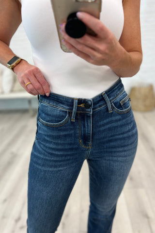 Judy Blue Josephine Mid Rise Raw Hem Bootcut Jeans - Exclusive