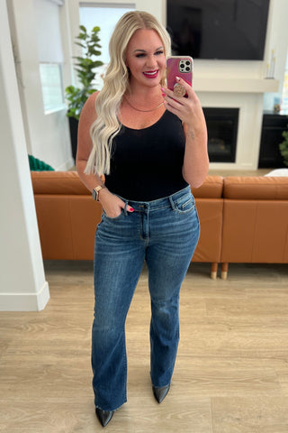 Judy Blue Josephine Mid Rise Raw Hem Bootcut Jeans - Exclusive