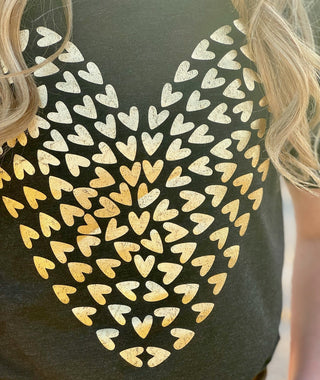 Texas True Threads Tiny Hearts in Gold Foil Tee