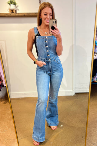 Judy Blue Izzy Control Top Retro Flare Overalls - Exclusive