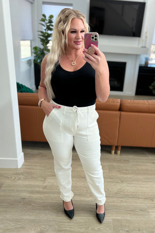 Judy Blue Charlene High Rise Jogger in Ecru - Exclusive