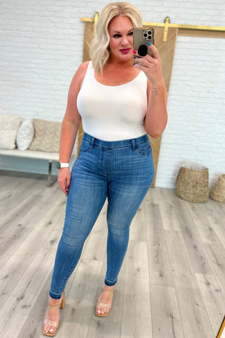 Judy Blue Amanda High Rise Pull on Release Hem Skinny Jeans - Exclusive