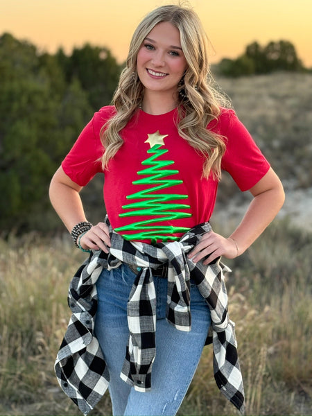 Texas True Threads Puff Christmas Tree on Tee or Sweatshirt-Tees-Sunshine and Wine Boutique