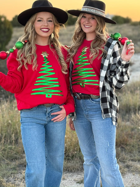 Texas True Threads Puff Christmas Tree on Tee or Sweatshirt-Tees-Sunshine and Wine Boutique