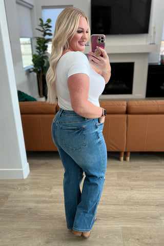 Judy Blue Bree High Rise Control Top Distressed Straight Jeans - Exclusive