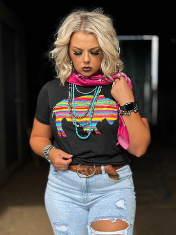 Serape Buffalo Tee-Tees-Sunshine and Wine Boutique