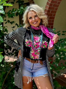 Texas True Threads Callie Ann Stelter Pink Floral Cross Tee - Exclusive-Tees-Sunshine and Wine Boutique