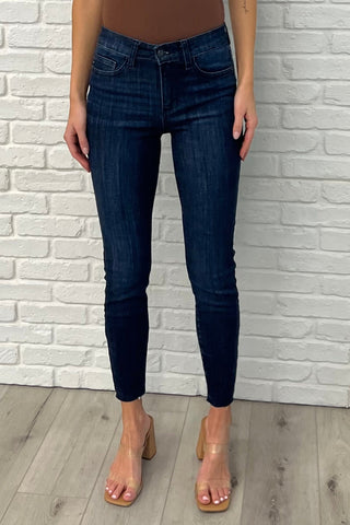 Judy Blue Fallon Mid Rise Adjustable Waist Raw Hem Skinny Jeans - Exclusive