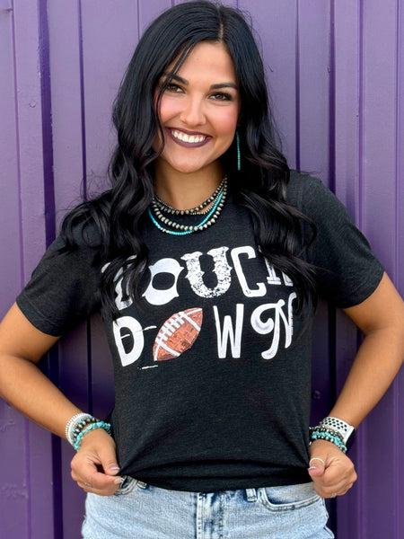 Texas True Threads Touchdown with Sequin Football Tee - Exclusive-Sunshine and Wine Boutique