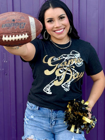 Football Player with Game Day Glitter Tee - Exclusive-Tees-Sunshine and Wine Boutique