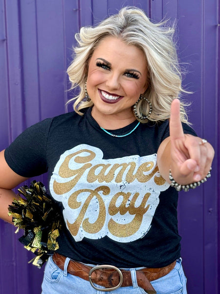 Texas True Threads Big Game Day Retro Glitter Tee - Exclusive-Tees-Sunshine and Wine Boutique