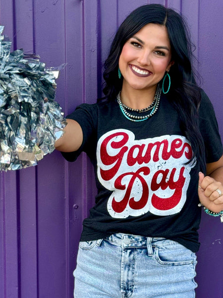 Texas True Threads Big Game Day Retro Glitter Tee - Exclusive-Tees-Sunshine and Wine Boutique