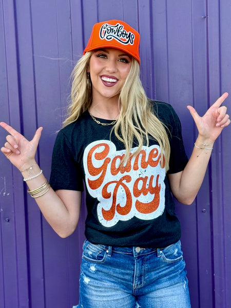 Texas True Threads Big Game Day Retro Glitter Tee - Exclusive-Tees-Sunshine and Wine Boutique