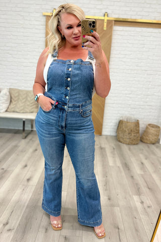 Judy Blue Izzy Control Top Retro Flare Overalls - Exclusive