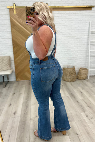 Judy Blue Izzy Control Top Retro Flare Overalls - Exclusive
