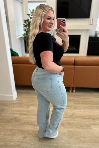 Judy Blue Brooke High Rise Control Top Vintage Wash Straight Jeans - Exclusive